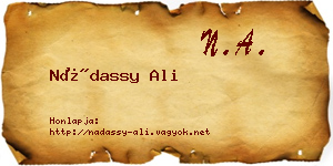 Nádassy Ali névjegykártya